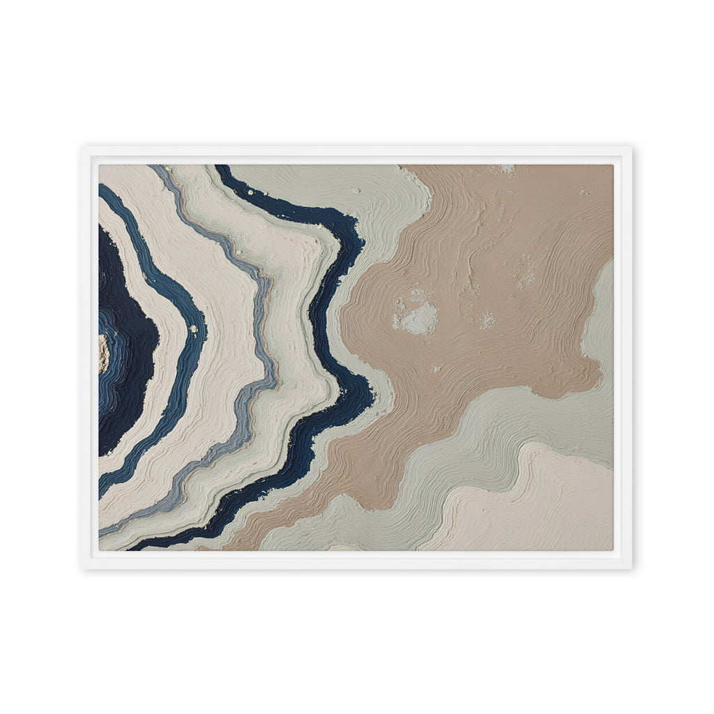 Karst framed canvas artwork with limestone-like textures and deep charcoal shadows, shown on white.