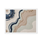 Striata framed canvas artwork with rhythmic bands of mineral color and sediment-like layers, shown on white.