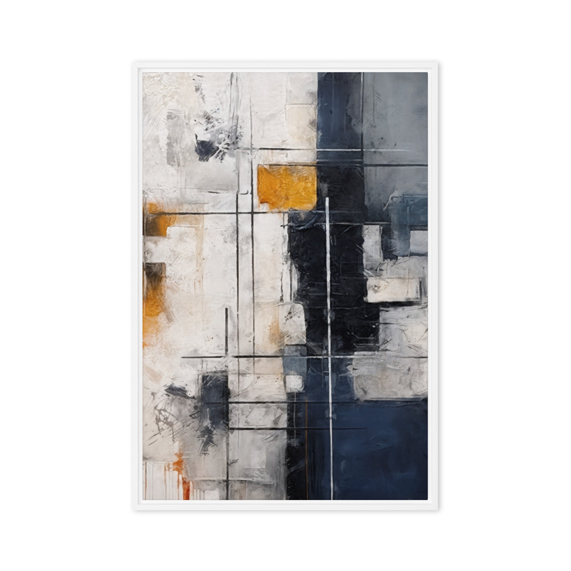 Chasm wall art product image as a framed canvas urban in white frame, 24 x 36 inch statement piece