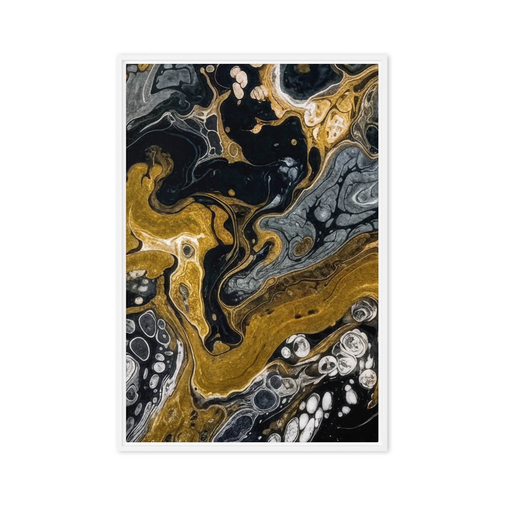 Aurum framed canvas 2 product view in white frame, 24 x 36 inch statement piece