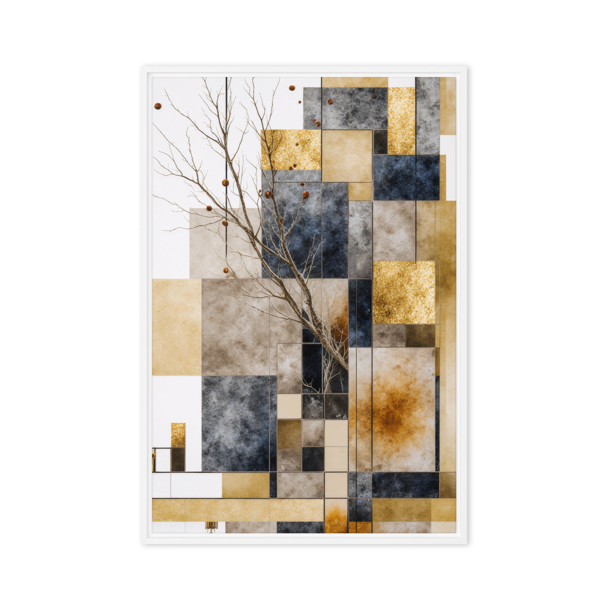 Scorie framed canvas print with product details shown
