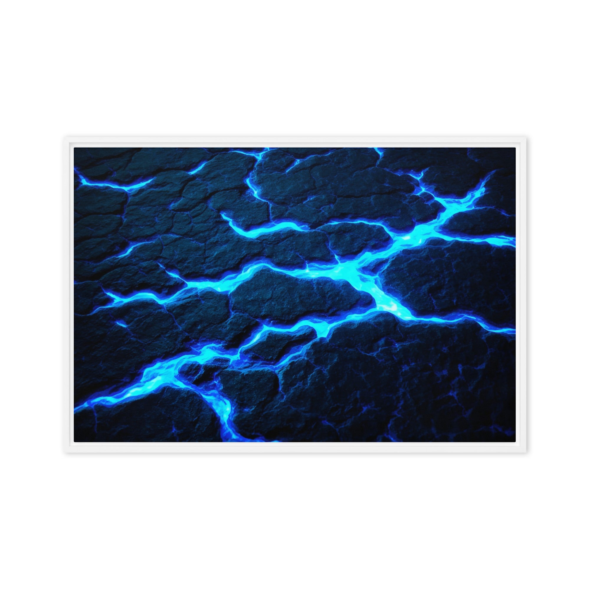 Dacite framed canvas print, front view in white frame, 24 x 36 inch statement piece
