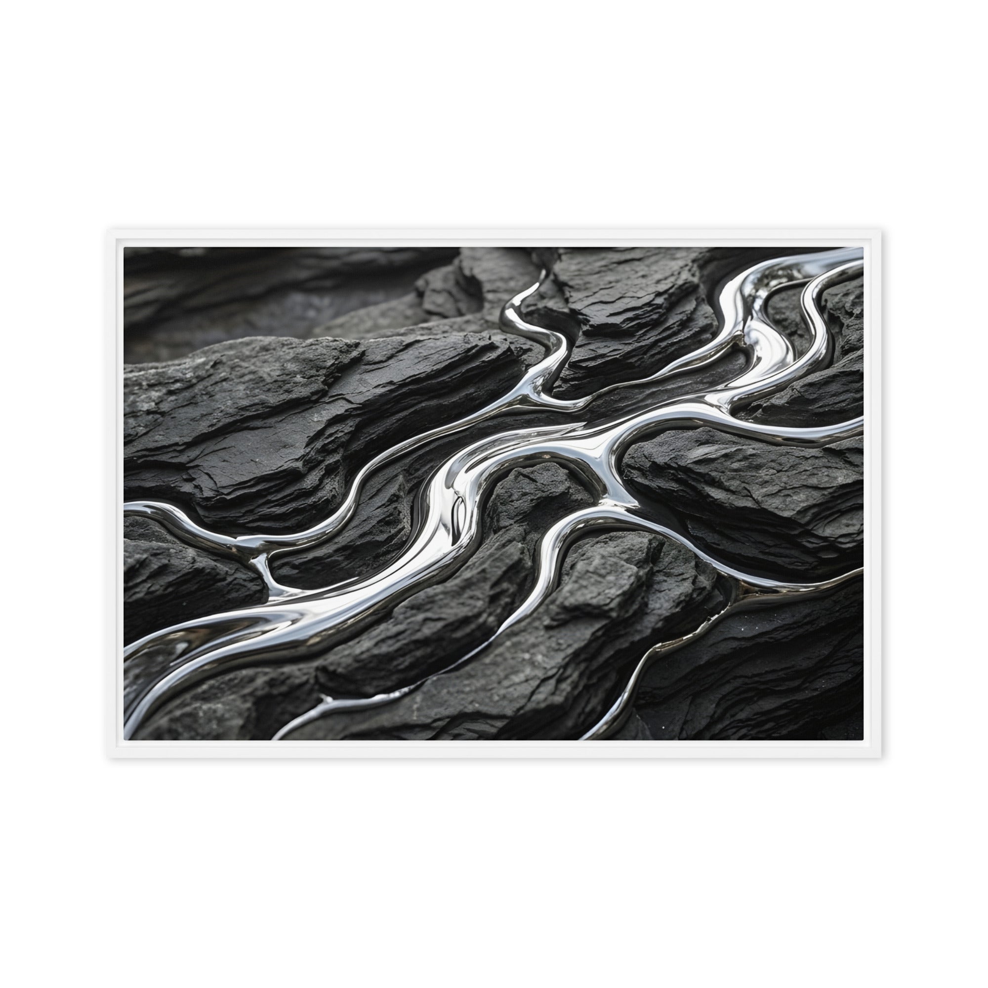 Basalt framed canvas print product image in white frame, 24 x 36 inch statement piece