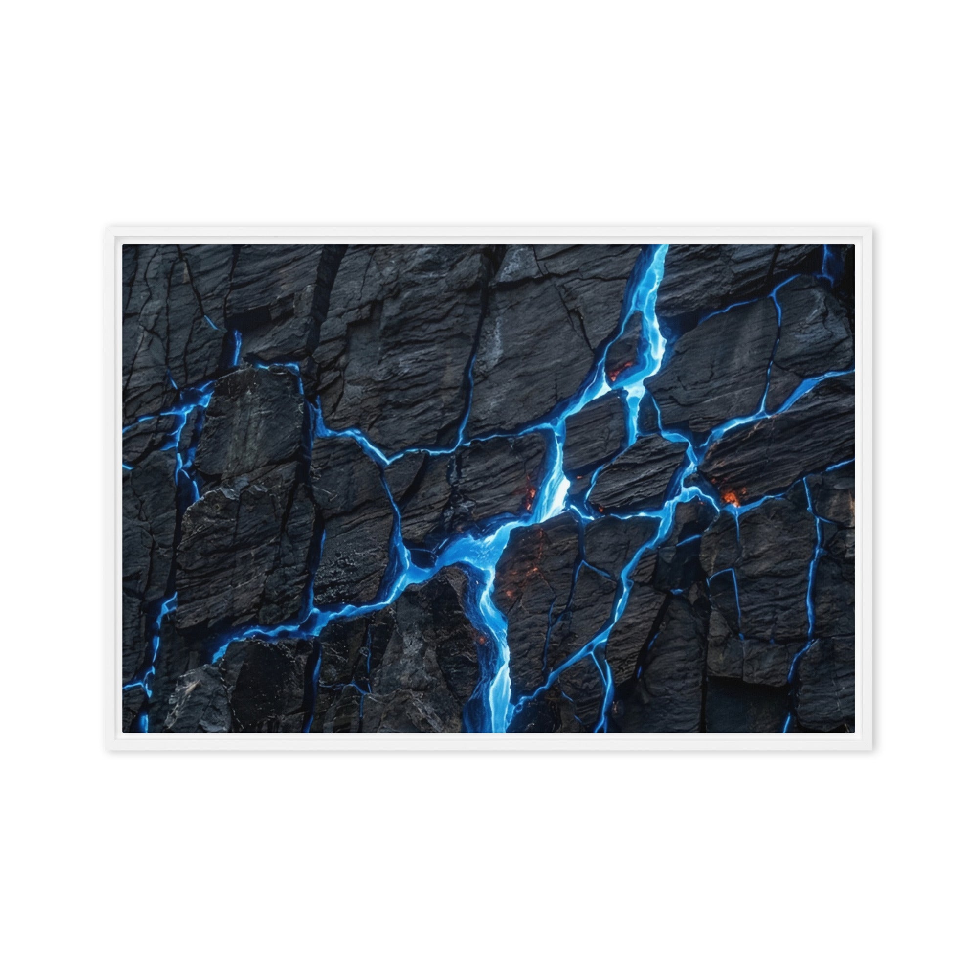 Effusions framed canvas print, front view in white frame, 24 x 36 inch statement piece