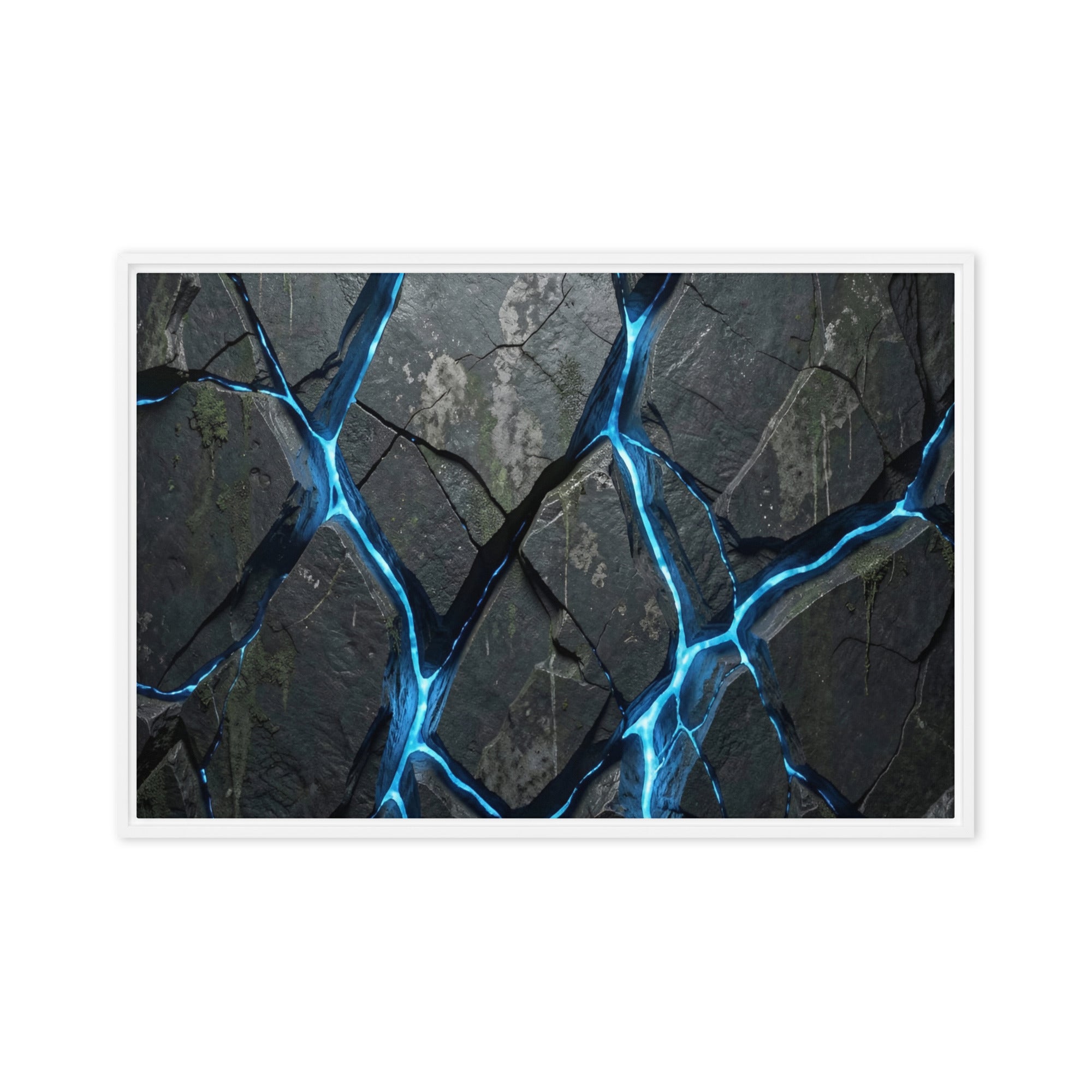 Igneous framed canvas print, front view in white frame, 24 x 36 inch statement piece