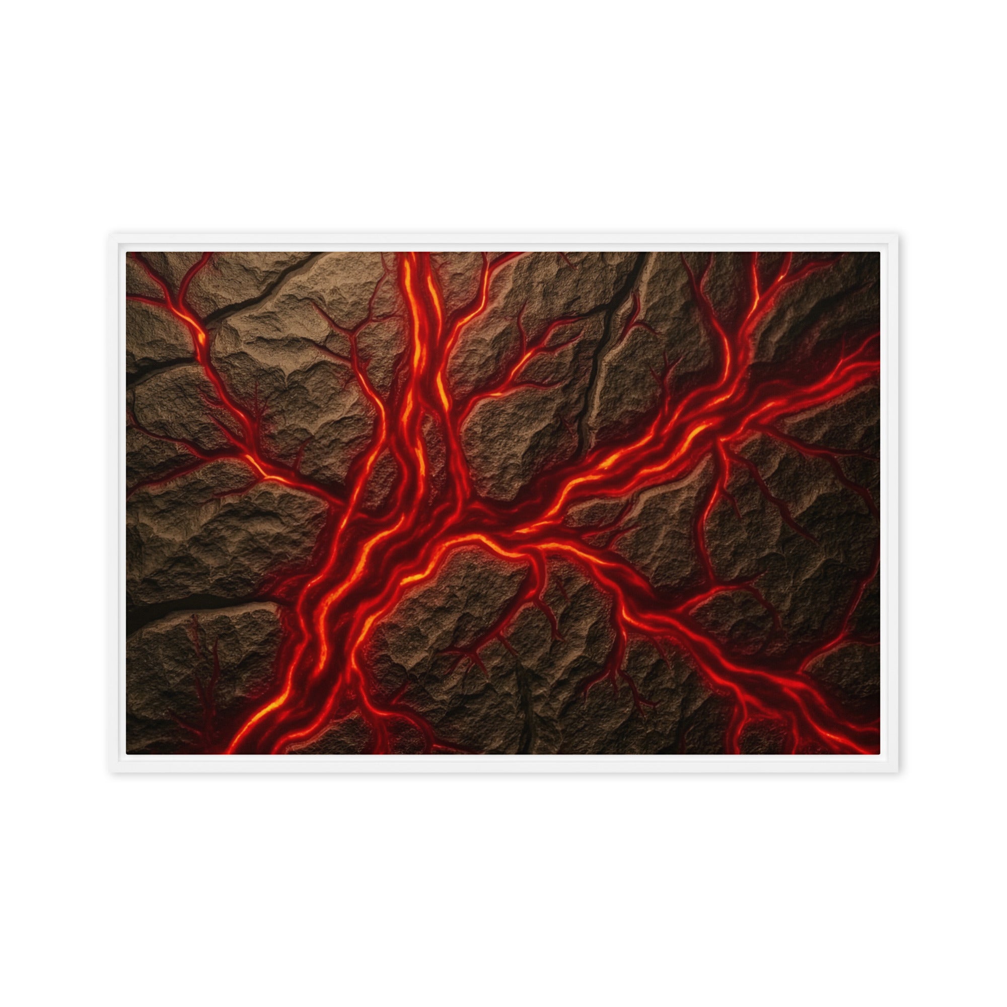 Magma framed canvas print shown in front view in black frame, 8 x 10 inch universal size
