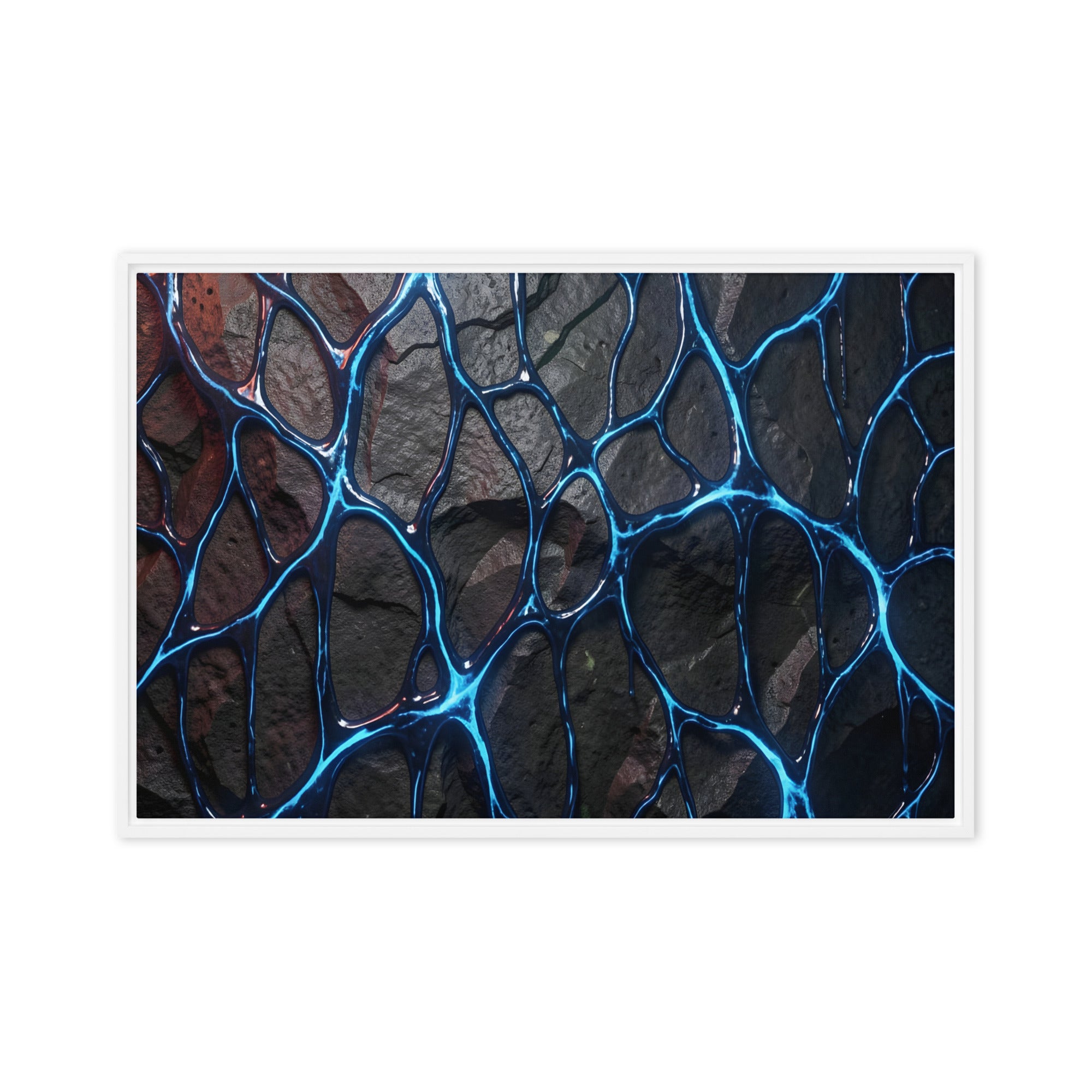 Magmatic framed canvas print shown in front view in black frame, 8 x 10 inch universal size