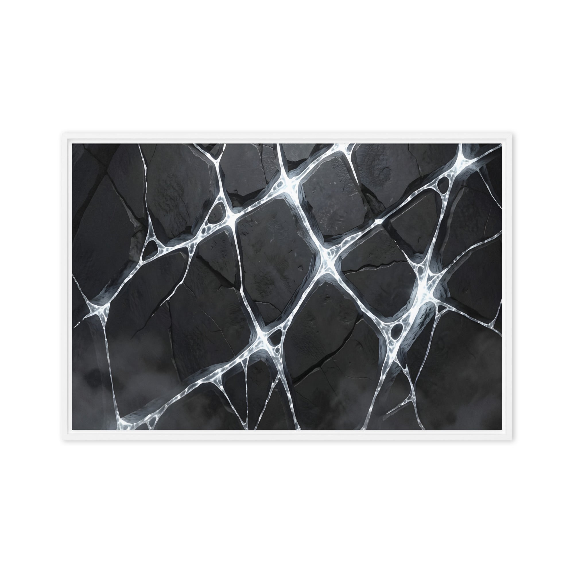 Pumice framed canvas print, front view in white frame, 24 x 36 inch statement piece