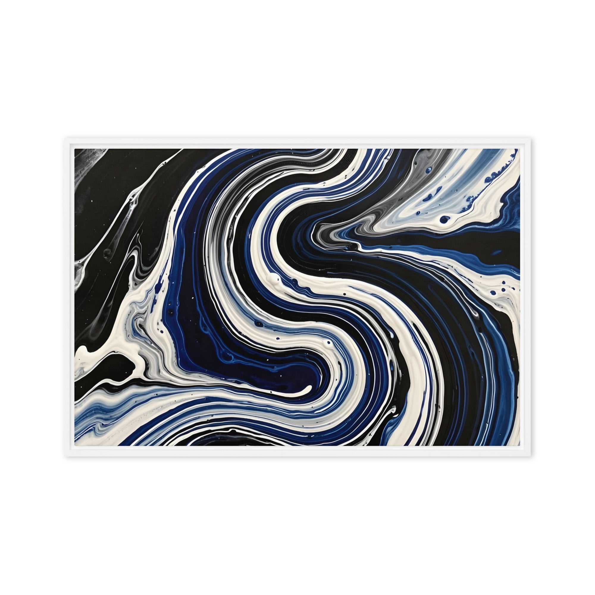 Midnight Surge framed canvas print, front view in white frame, 24 x 36 inch statement piece