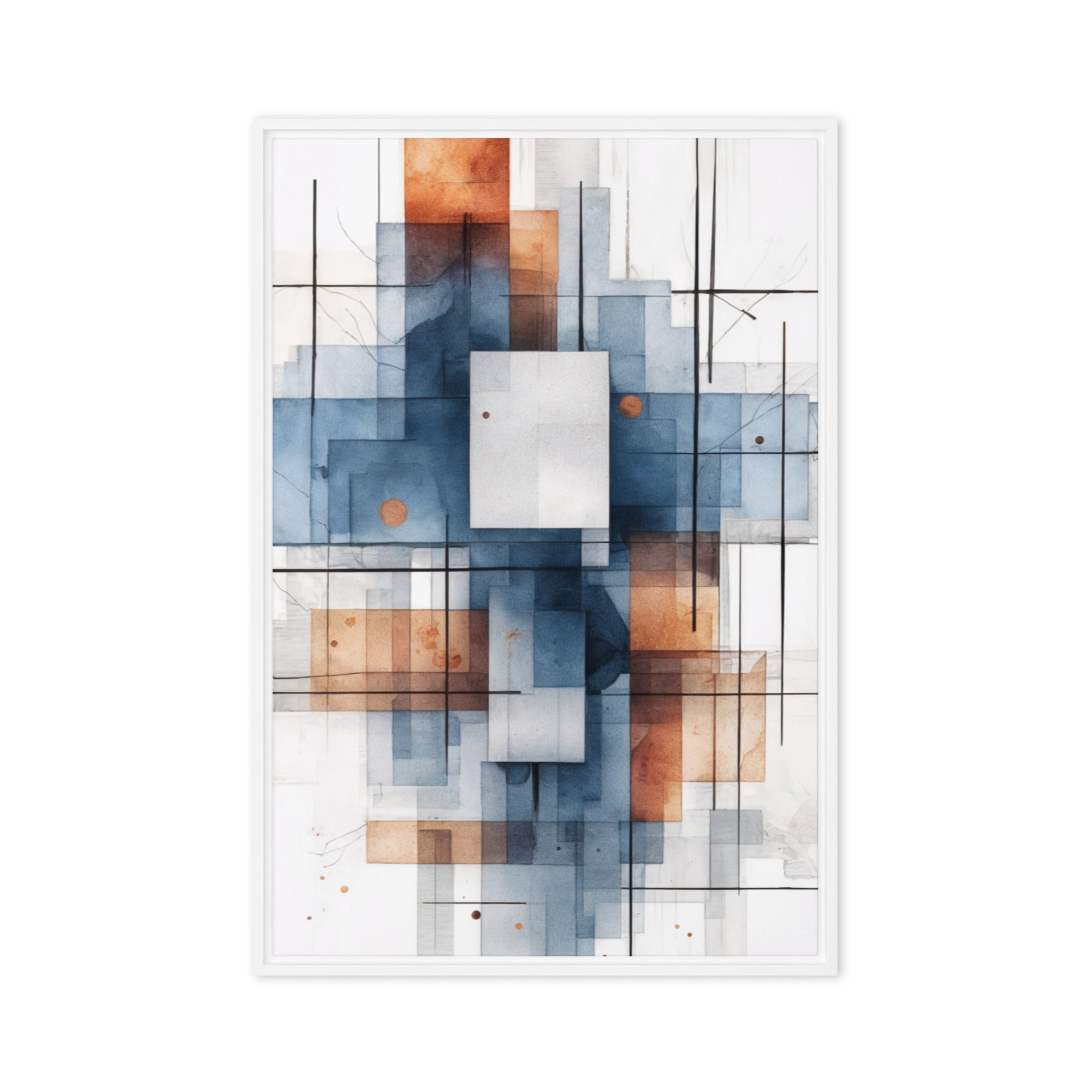 Early framed canvas print, front view in white frame, 24 x 36 inch statement piece
