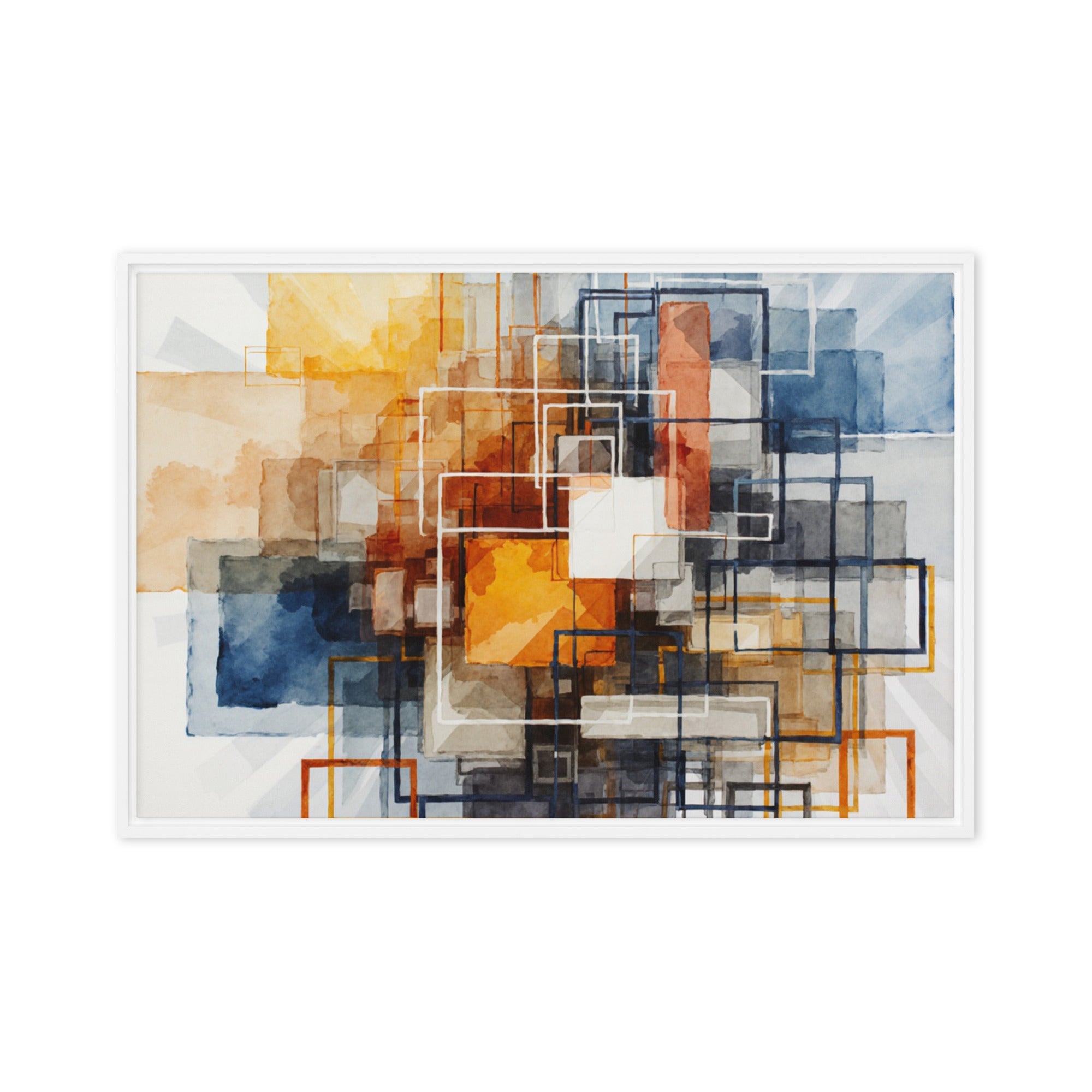 Plinth framed canvas print, front view in white frame, 24 x 36 inch statement piece