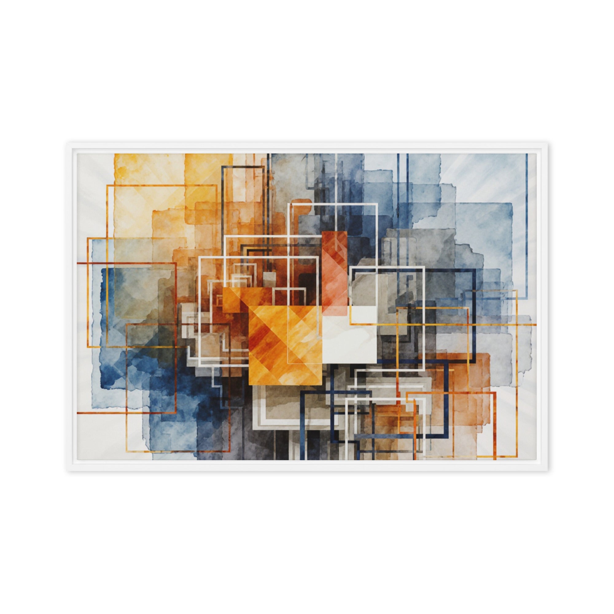 Reticle framed canvas print, front view in white frame, 24 x 36 inch statement piece