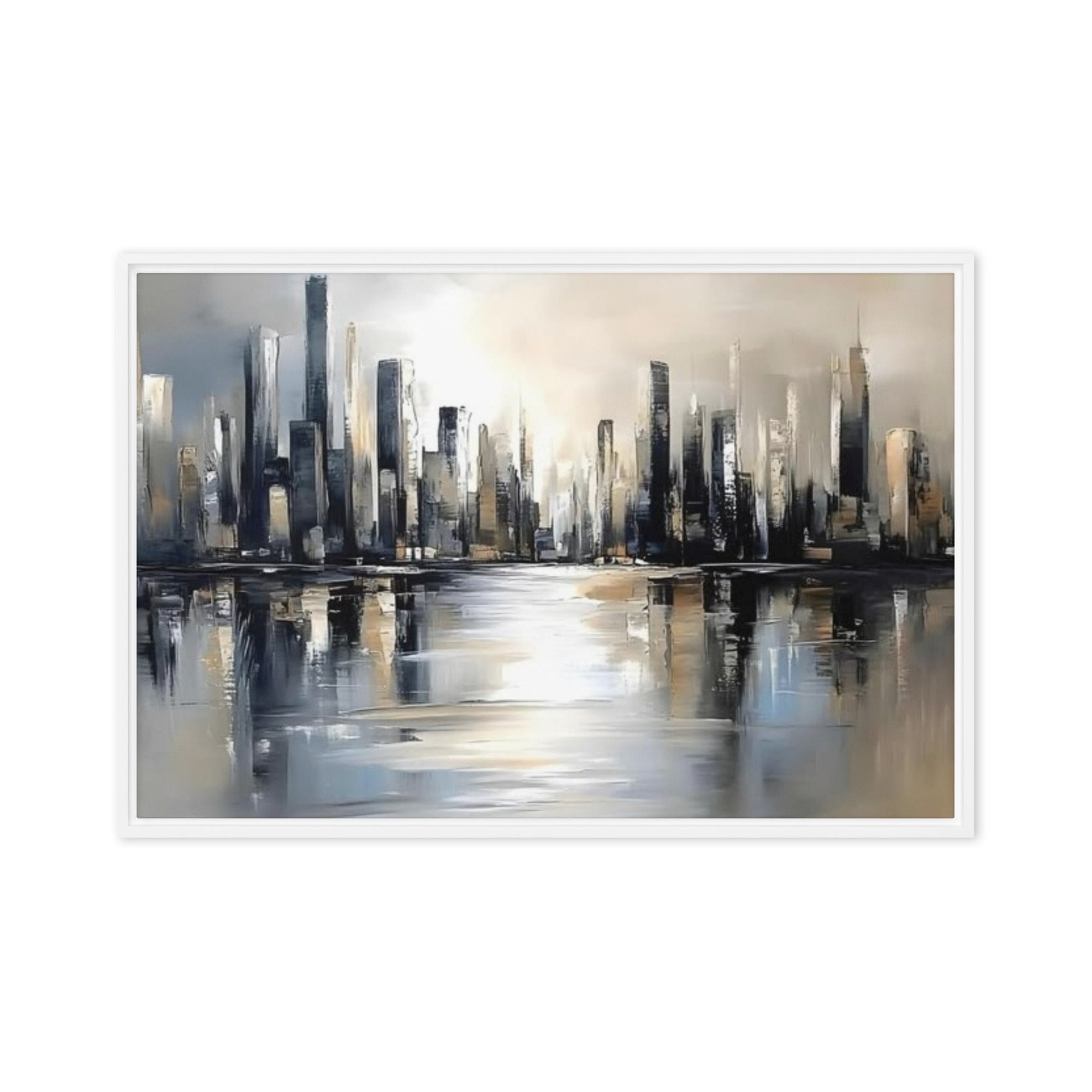 Sharps framed canvas print, front view in white frame, 24 x 36 inch statement piece
