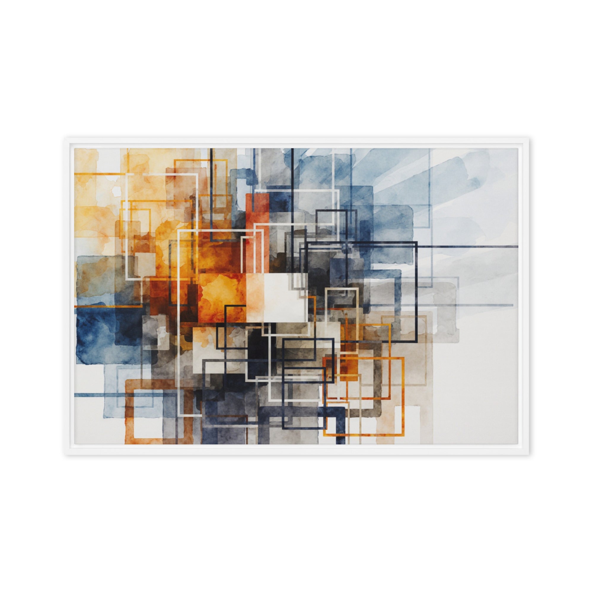 Tessera framed canvas print, front view in white frame, 24 x 36 inch statement piece