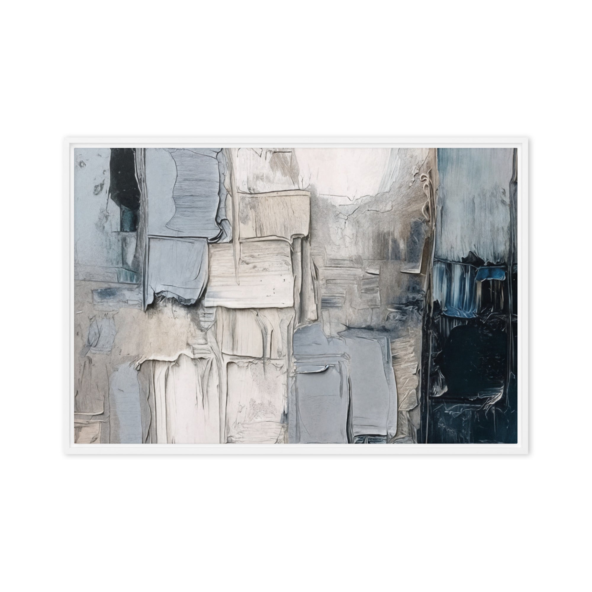 Haze framed canvas print, front view in white frame, 24 x 36 inch statement piece