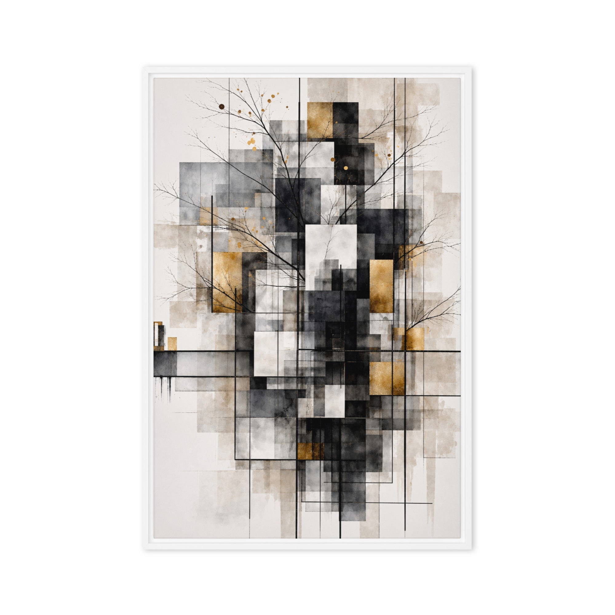 Avect framed canvas print, front view in white frame, 24 x 36 inch statement piece