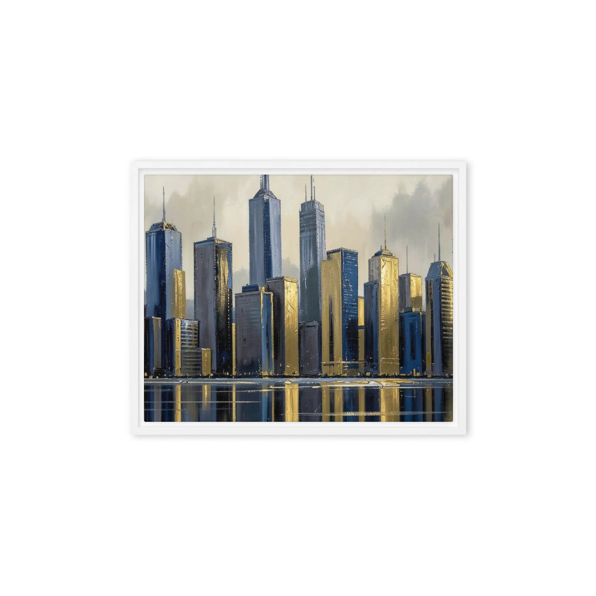 Lumina framed canvas skyline front-facing product image in black frame, 16 x 16 inch universal size
