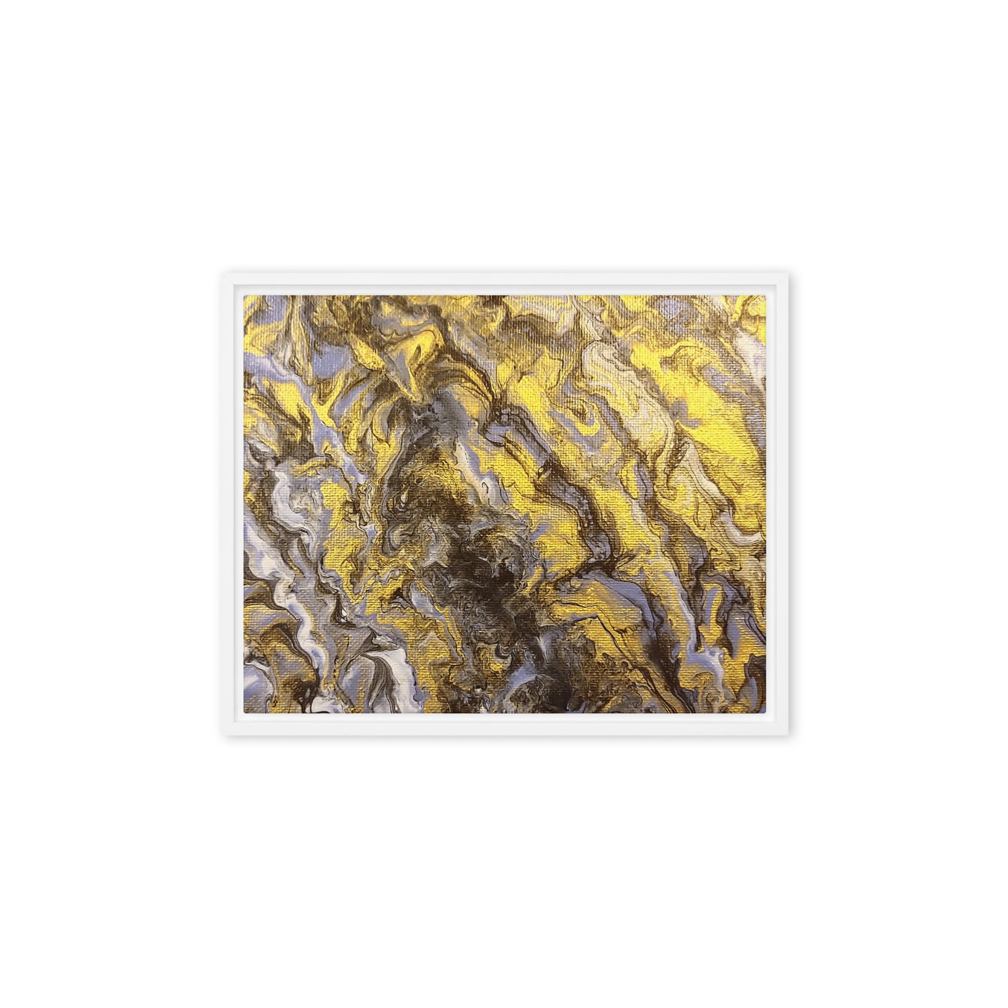 Gold Wave framed canvas print front-facing product image in white frame, 20 x 30 inch large size