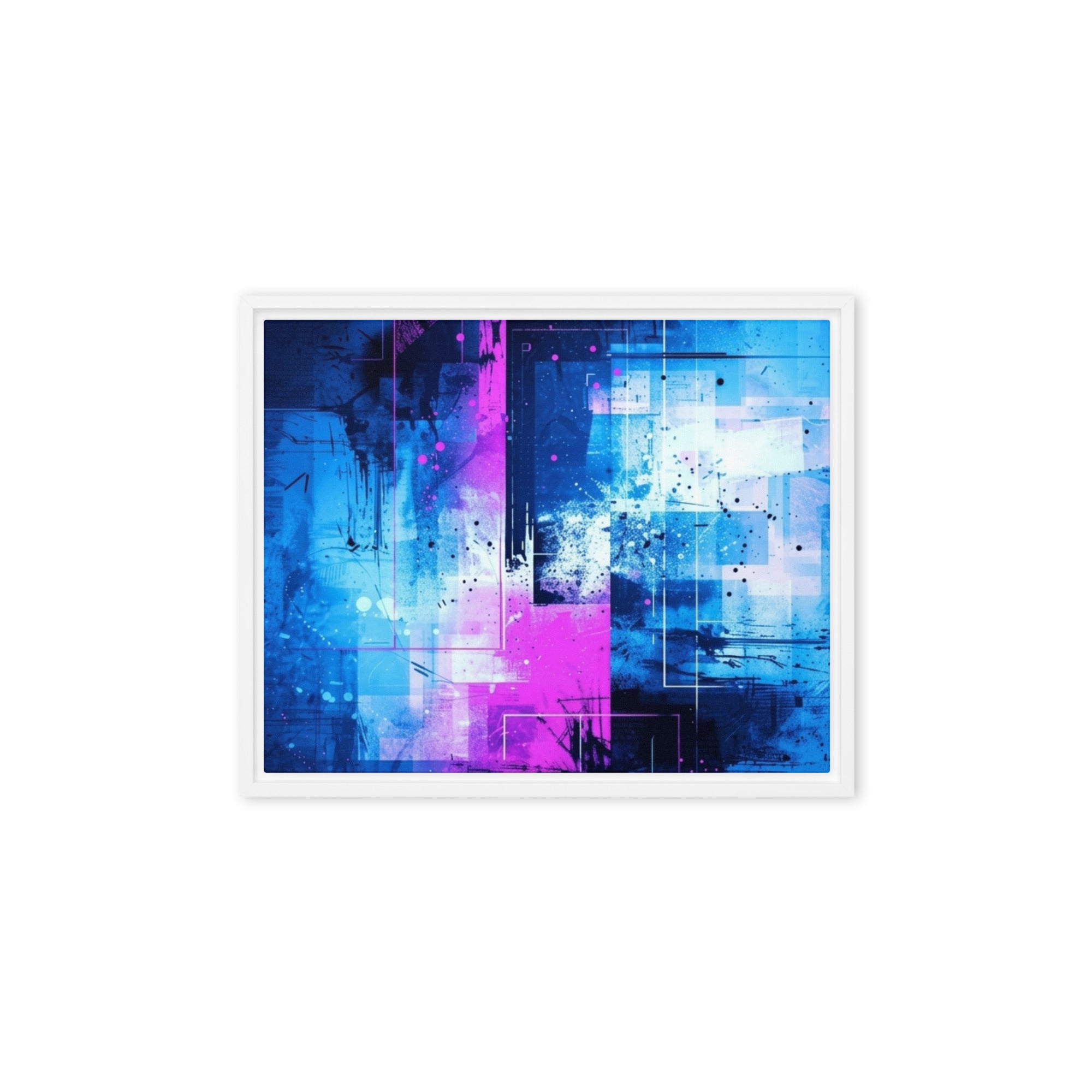 Neon framed canvas print wall display image in black frame, 12 x 12 inch universal size