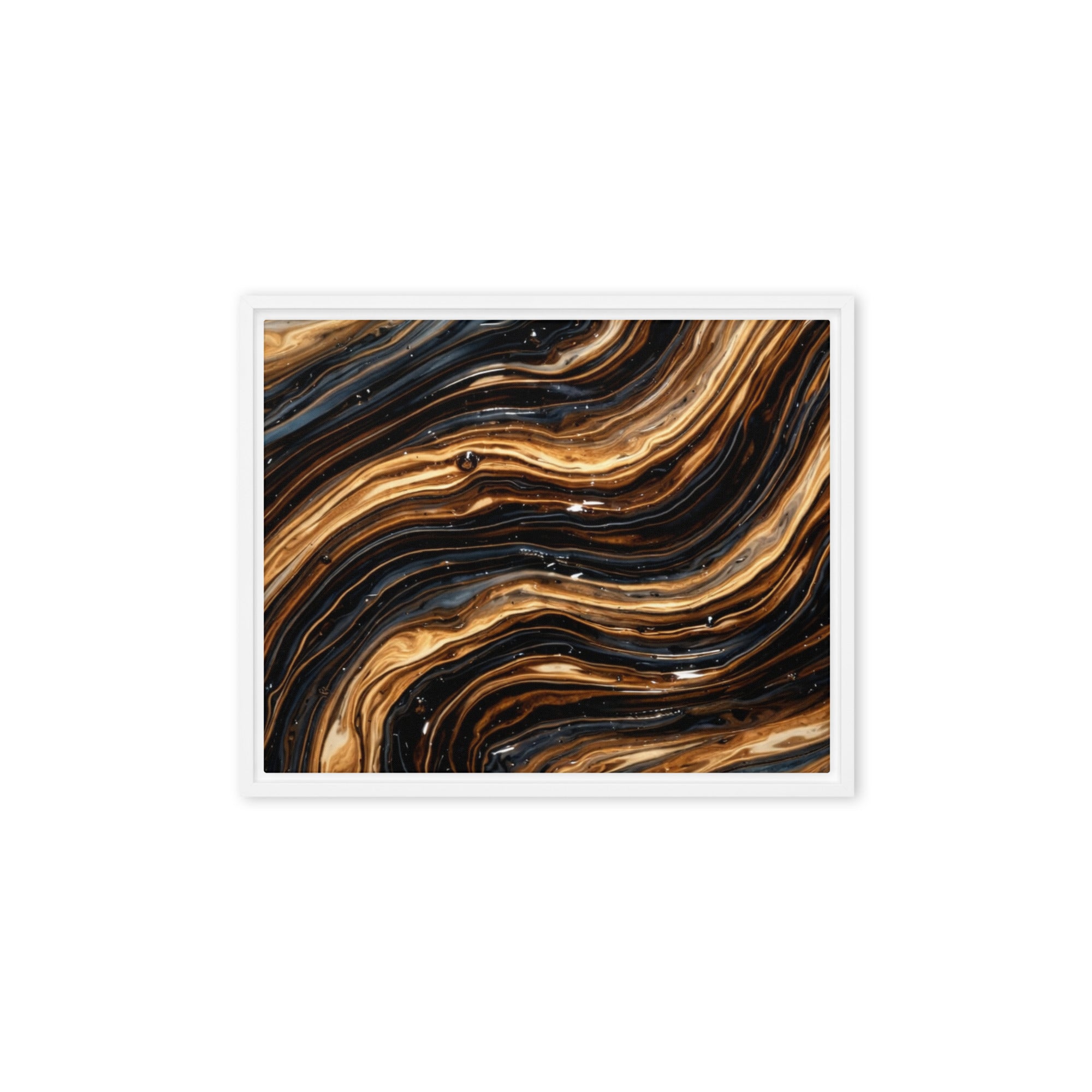 Amber framed canvas print wall display image in black frame, 12 x 12 inch universal size