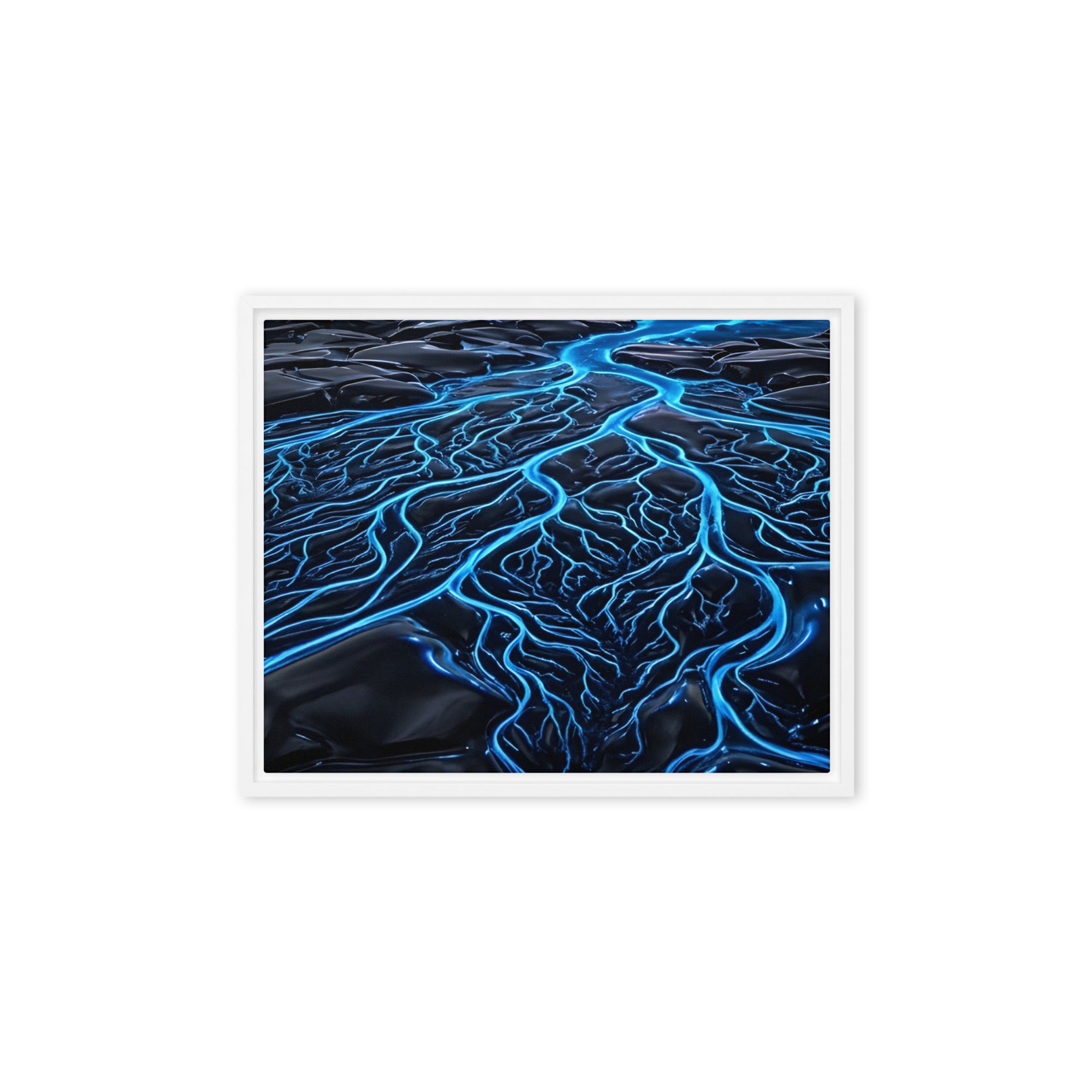 Caldera framed canvas print wall display image in black frame, 12 x 12 inch universal size