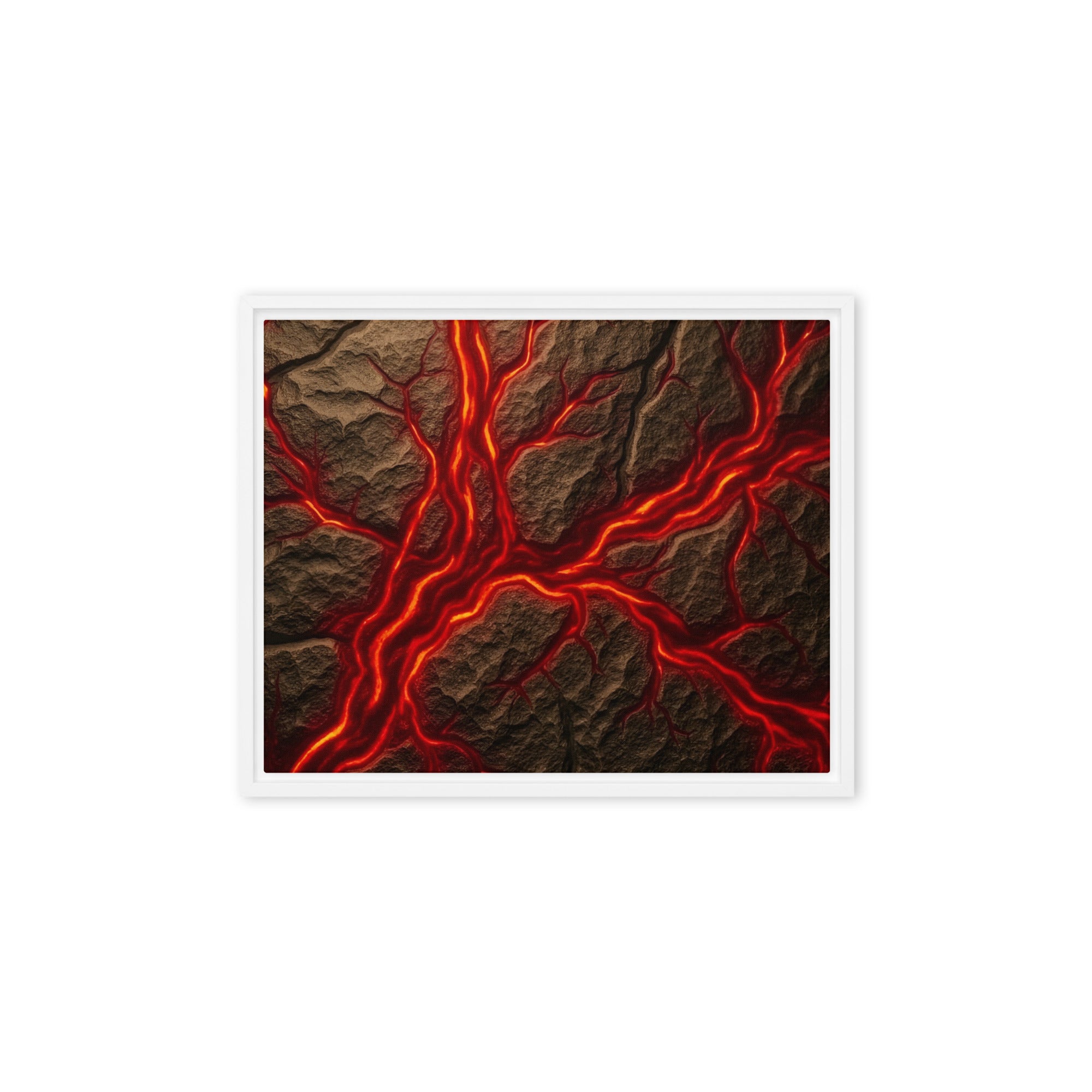 Magma framed canvas print wall display image in black frame, 12 x 12 inch universal size