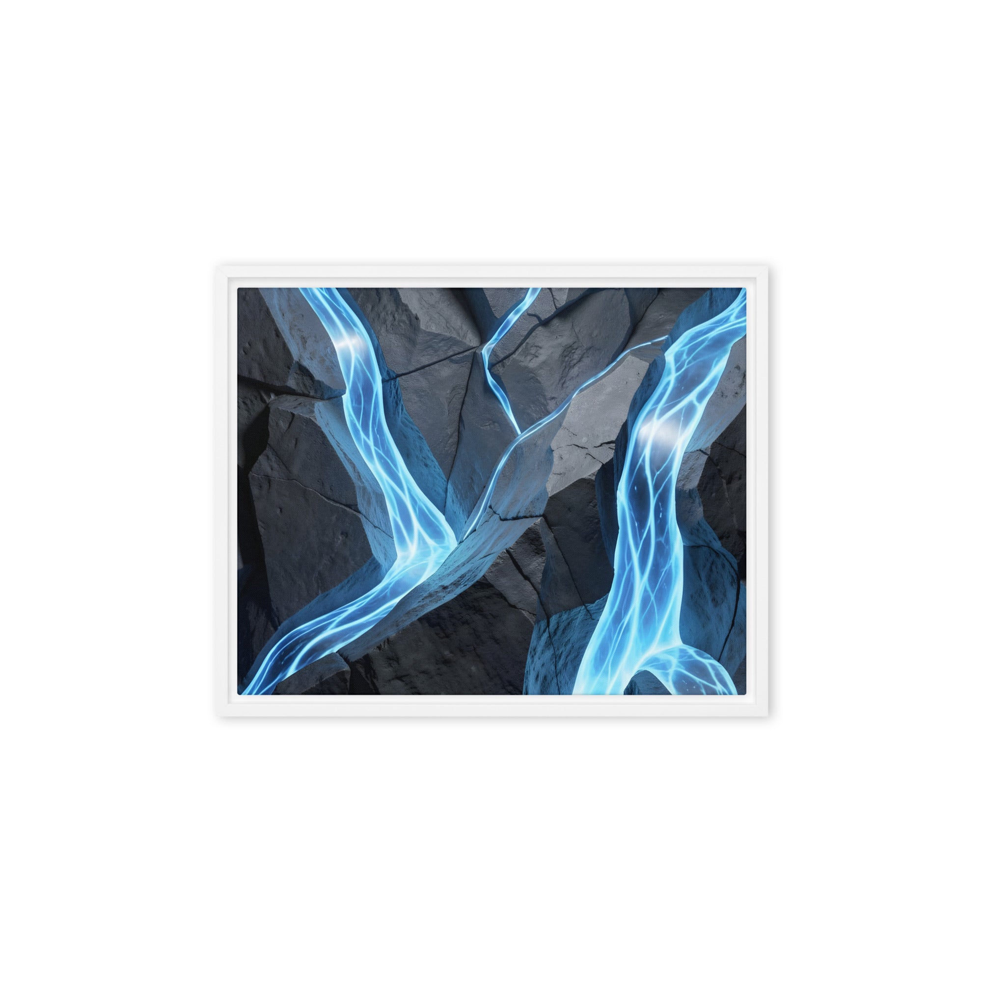 Tephra framed canvas print product mockup in black frame, 12 x 16 inch universal size