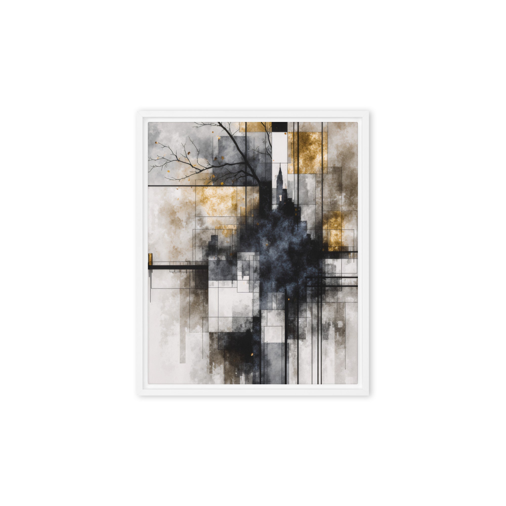 Alchemy framed canvas print product mockup in black frame, 12 x 16 inch universal size