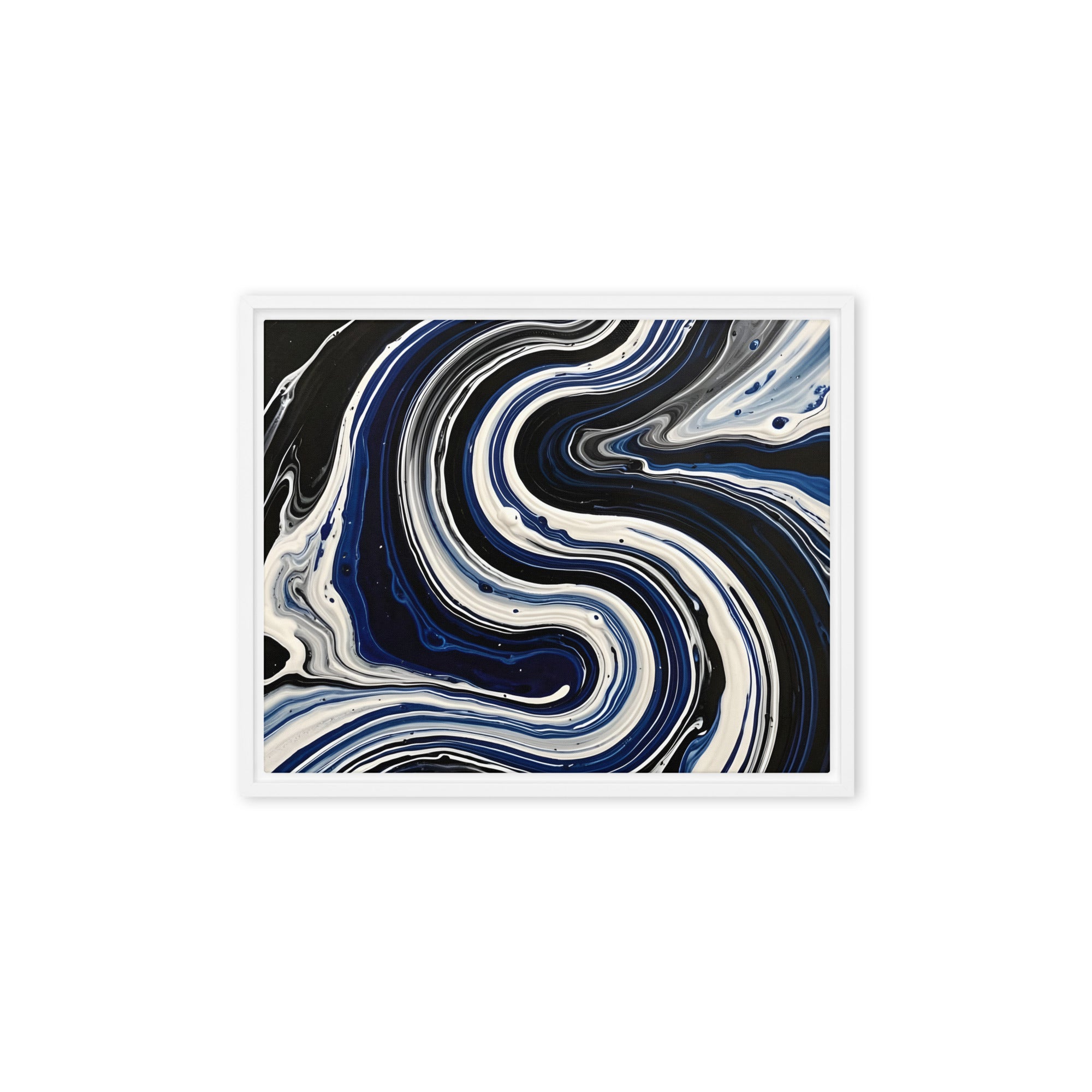 Midnight Surge framed canvas print wall display image in black frame, 12 x 12 inch universal size