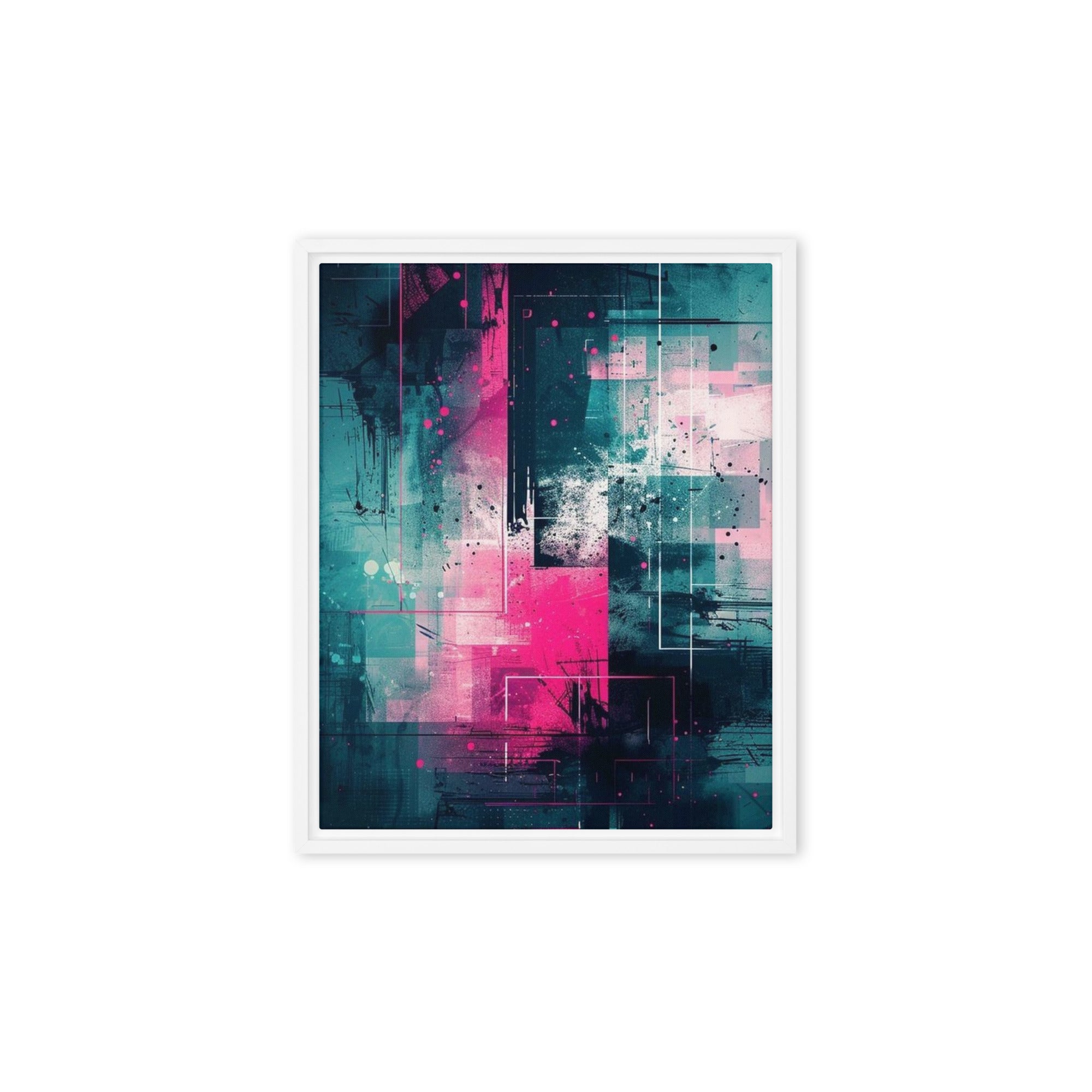 Neona framed canvas print front-facing product image in black frame, 11 x 14 inch universal size