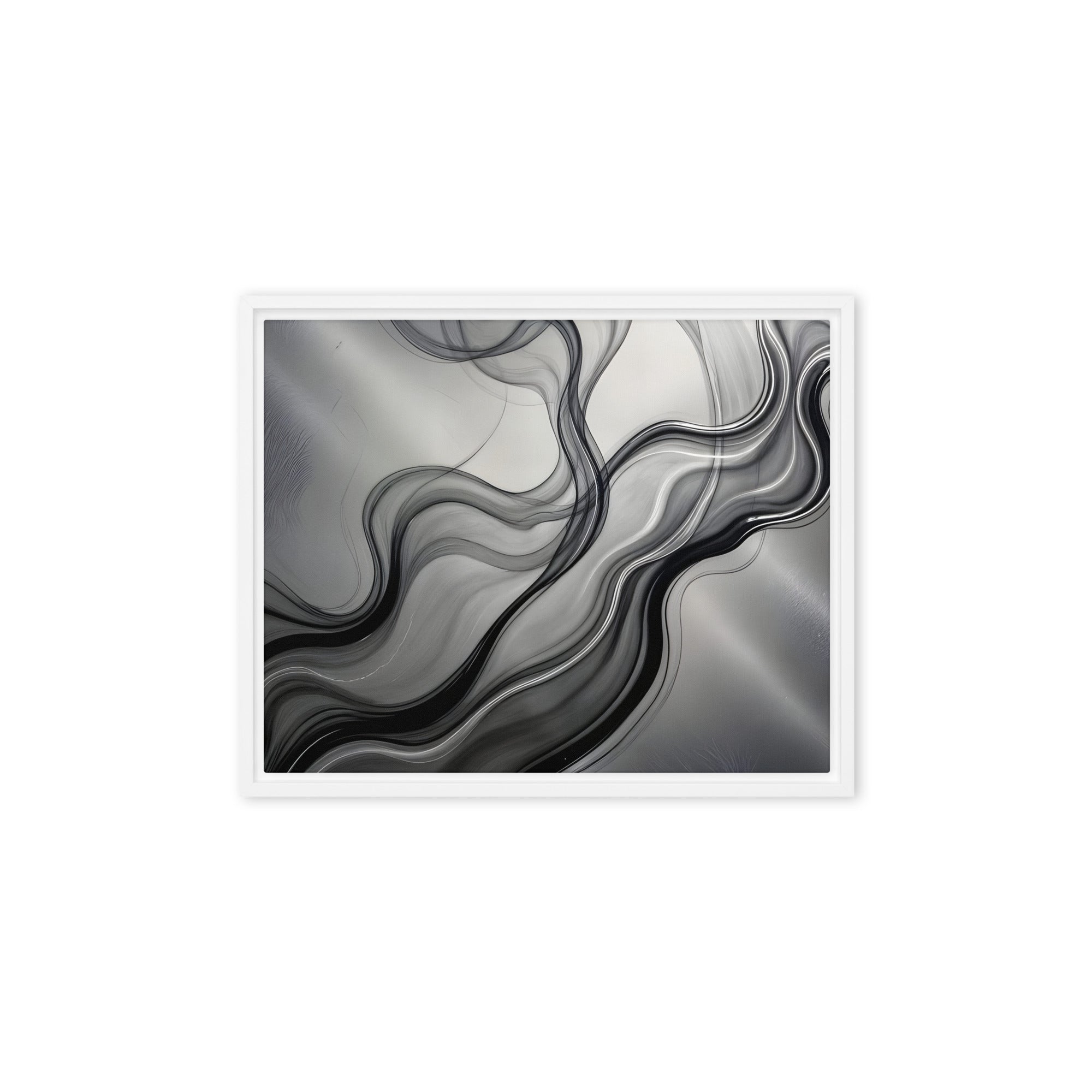 Smoke framed canvas print product mockup in black frame, 12 x 16 inch universal size