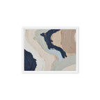 Alluvia framed canvas artwork with layered earth tones and flowing mineral textures, shown on white.