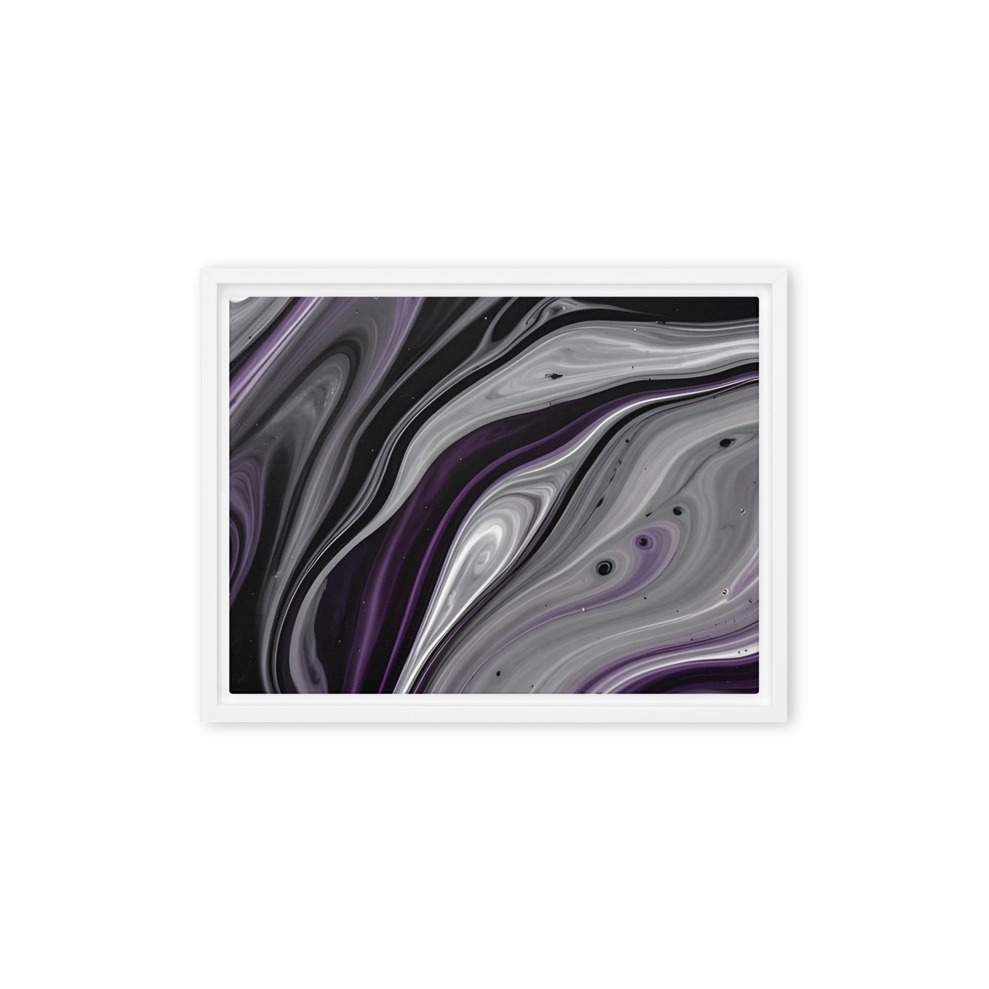 Amethyst Flow framed canvas print product view in black frame, 12 x 18 inch universal size
