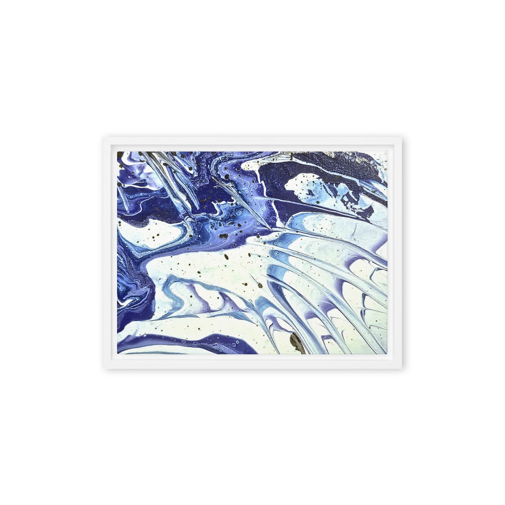 Cobalt framed canvas print product view in black frame, 12 x 18 inch universal size