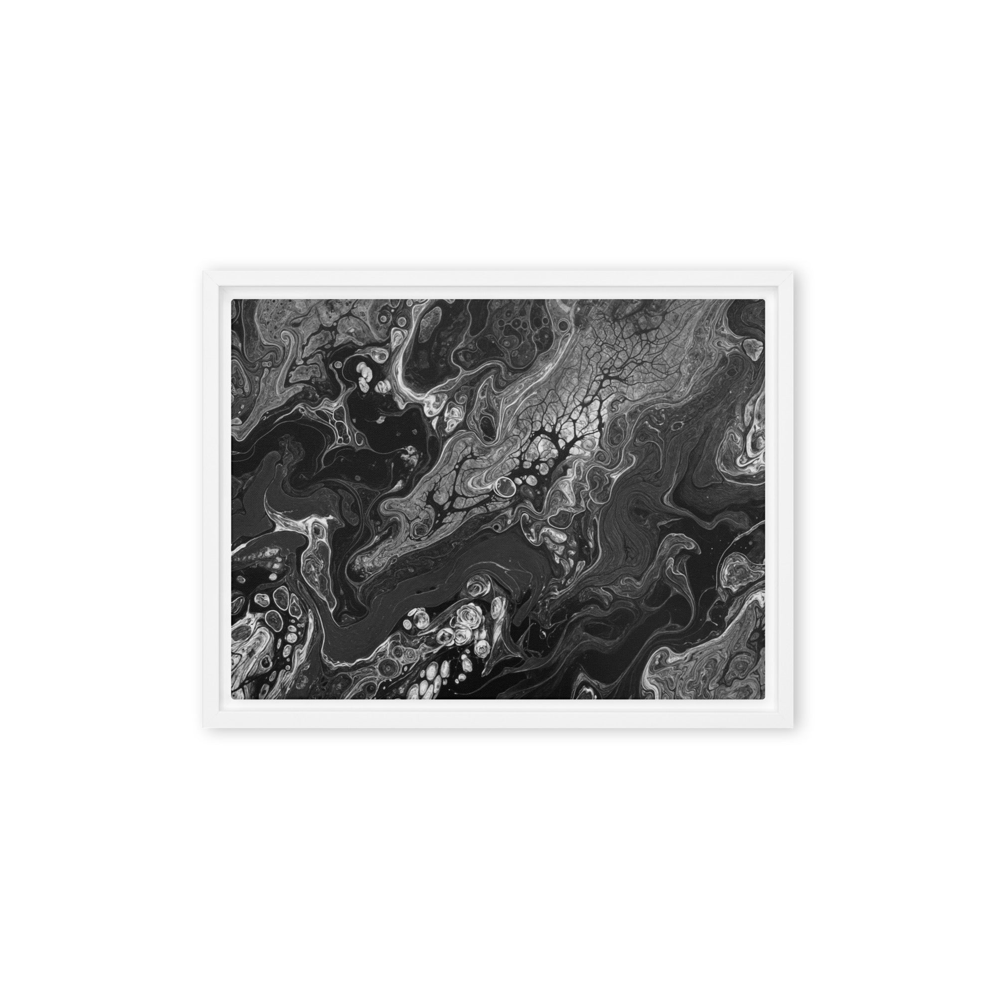 Dark Matter framed canvas print image for product listing in black frame, 16 x 16 inch universal size
