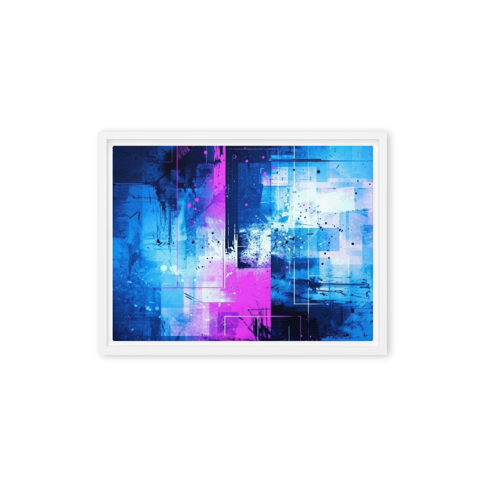 Neon framed canvas print image for product listing in black frame, 16 x 16 inch universal size