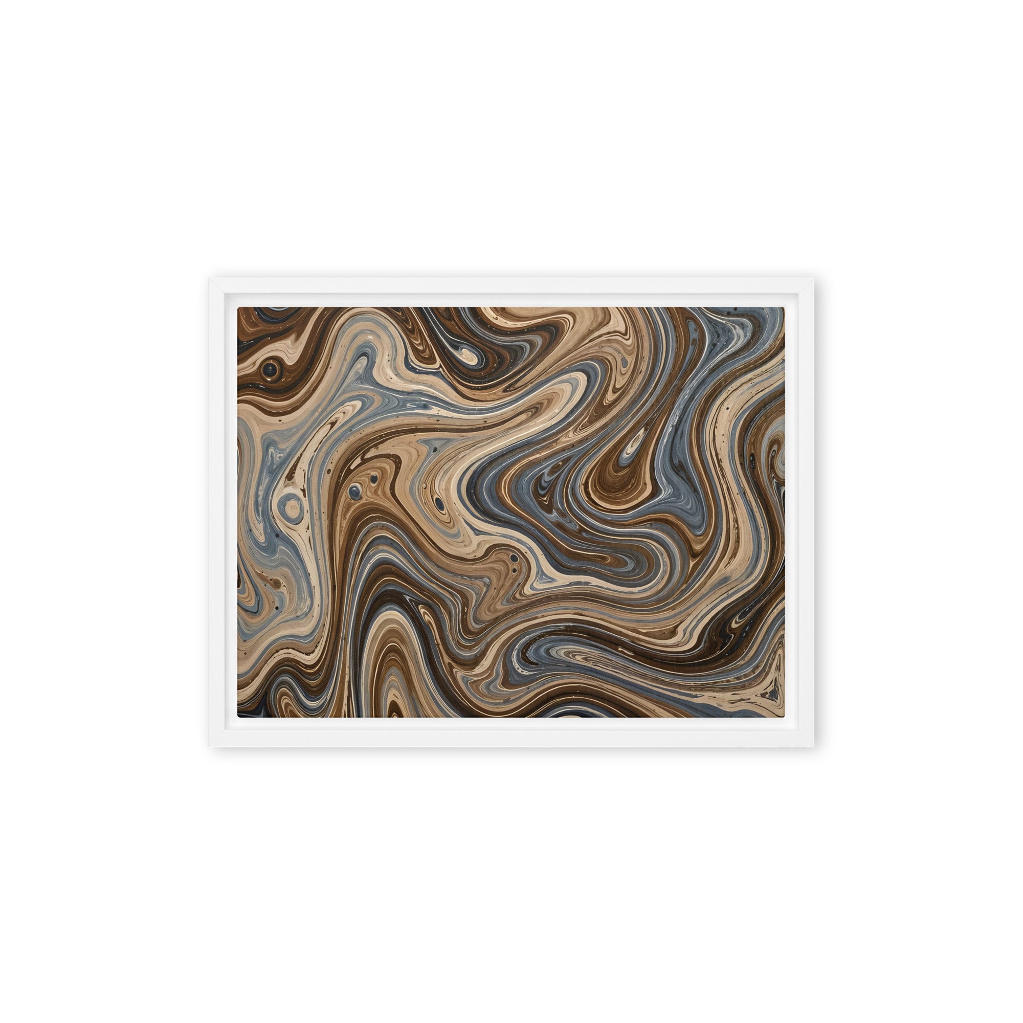 Café Mocha framed canvas print image for product listing in black frame, 16 x 16 inch universal size