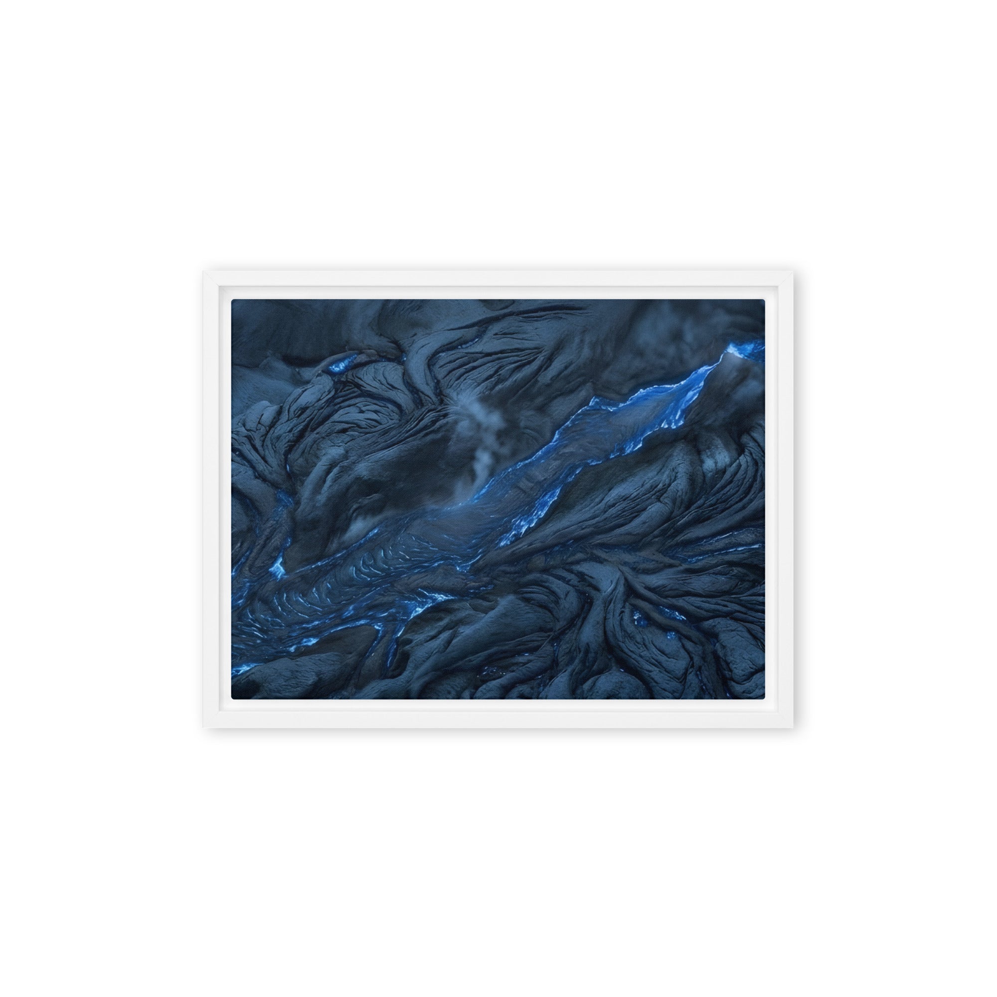 Vent framed canvas print with product details shown in black frame, 16 x 20 inch universal size