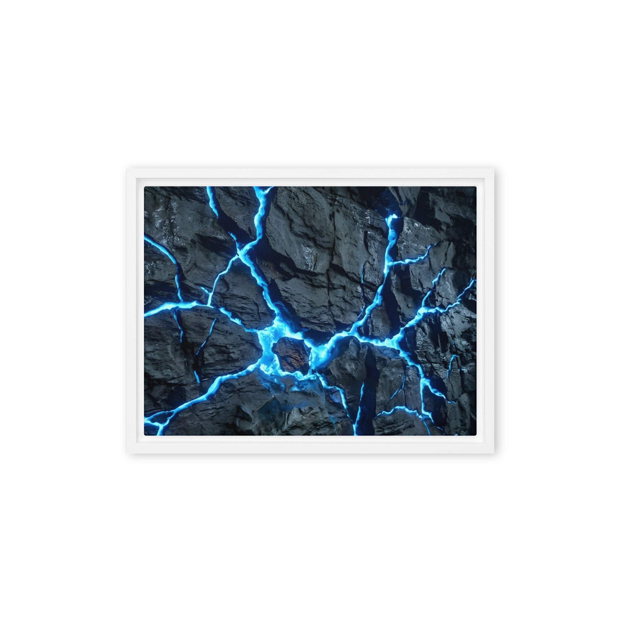 Vesicle framed canvas print with product details shown in black frame, 16 x 20 inch universal size