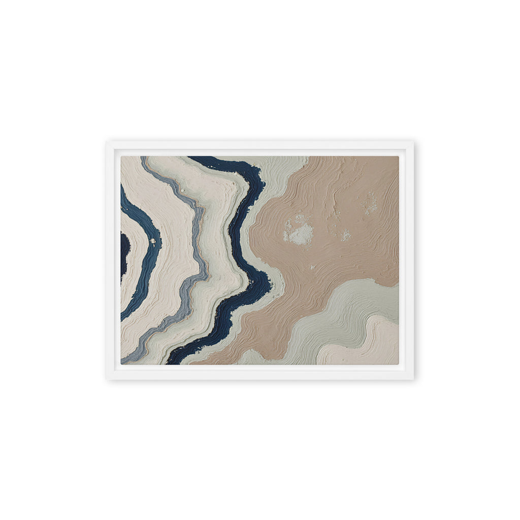 Karst framed canvas artwork with limestone-like textures and deep charcoal shadows, shown on white.