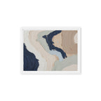 Marl framed canvas artwork with pale stone and soft clay tones with subtle visual texture, shown on white.