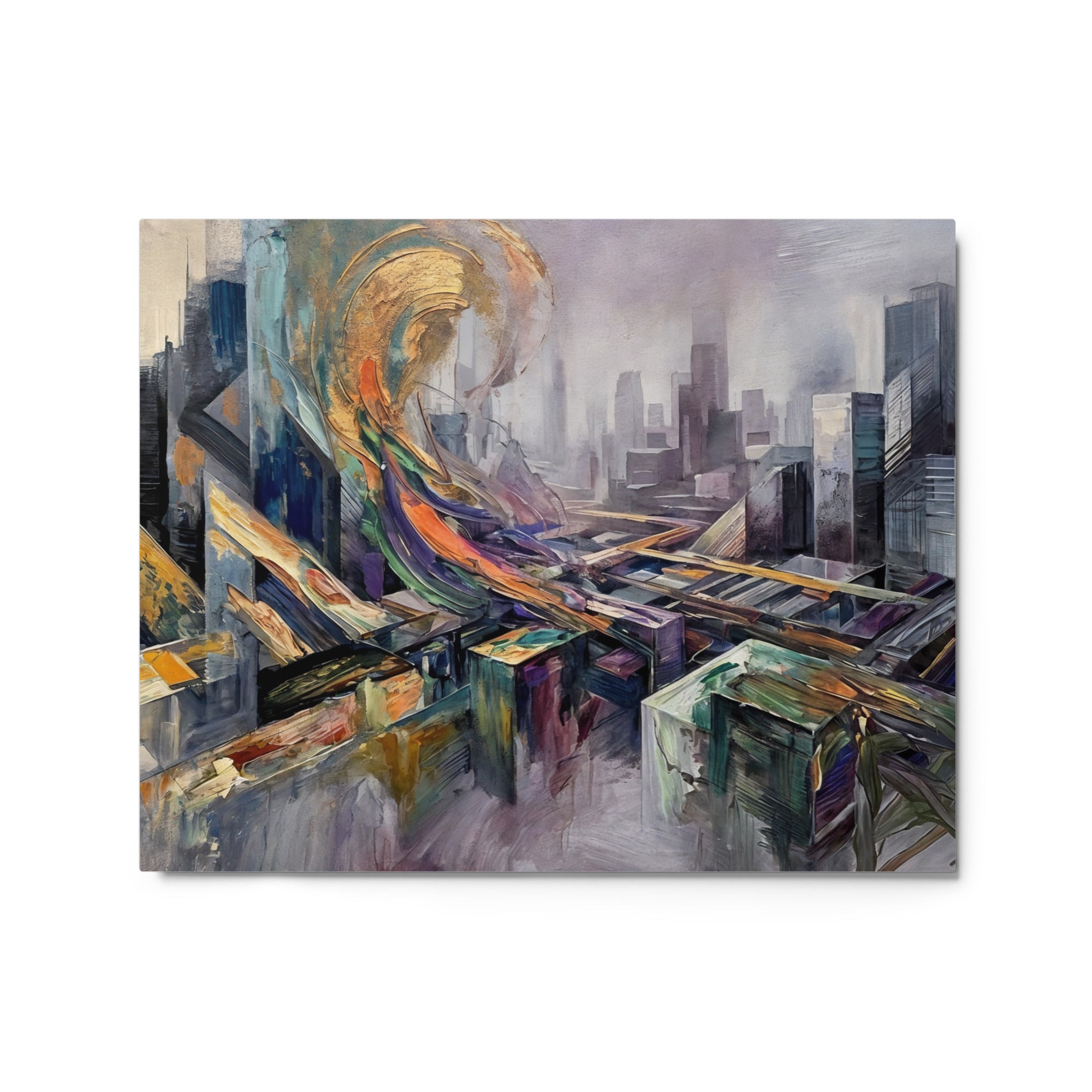 Attitude metal print skyline shown in front view in 16 x 20 inch universal size