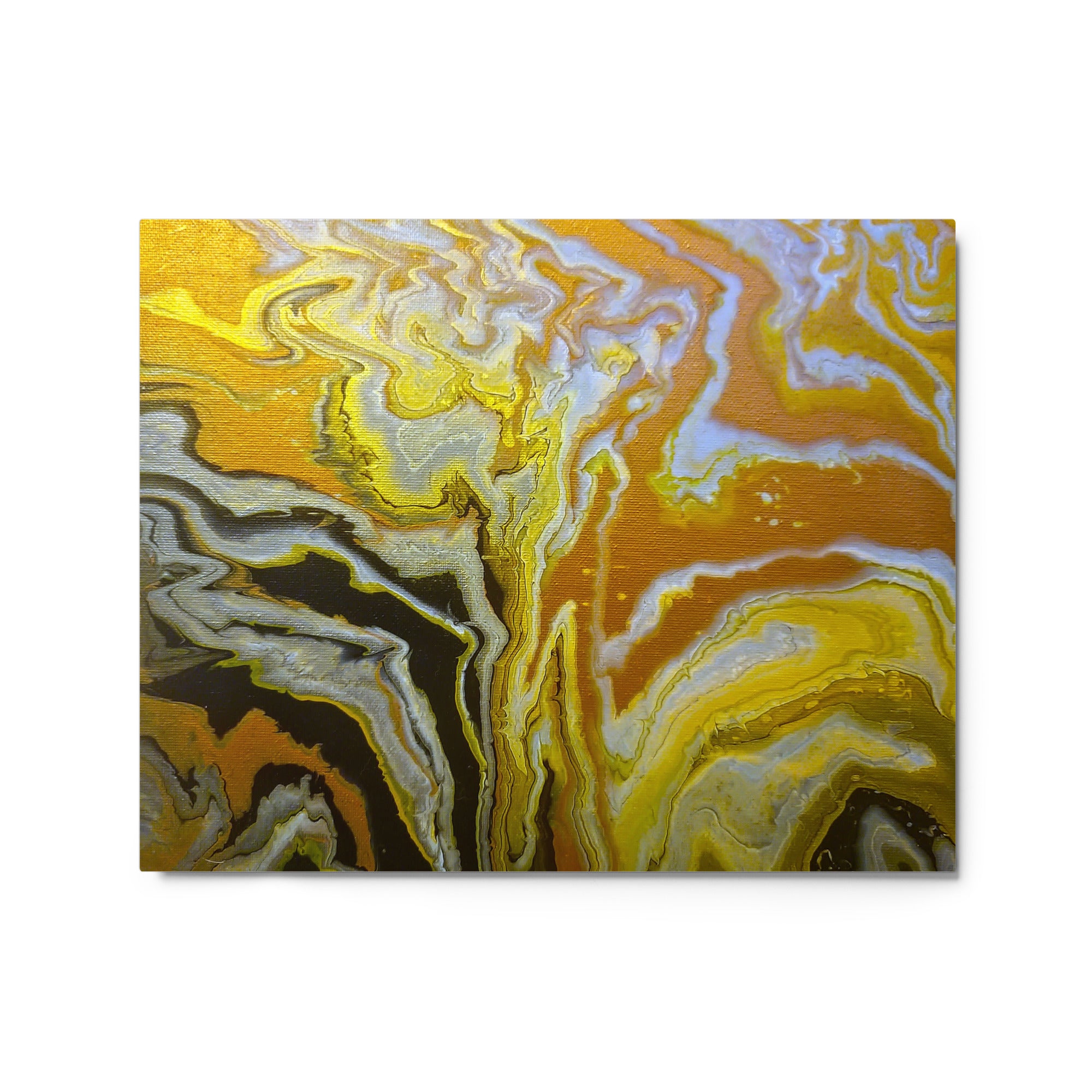 Golden Surge metal print product mockup in 20 x 30 inch large size