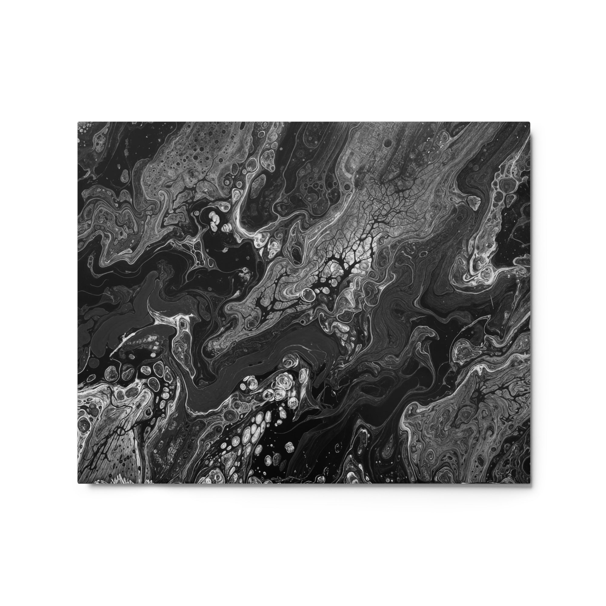 Dark Matter metal print shown in front view in 8 x 10 inch universal size