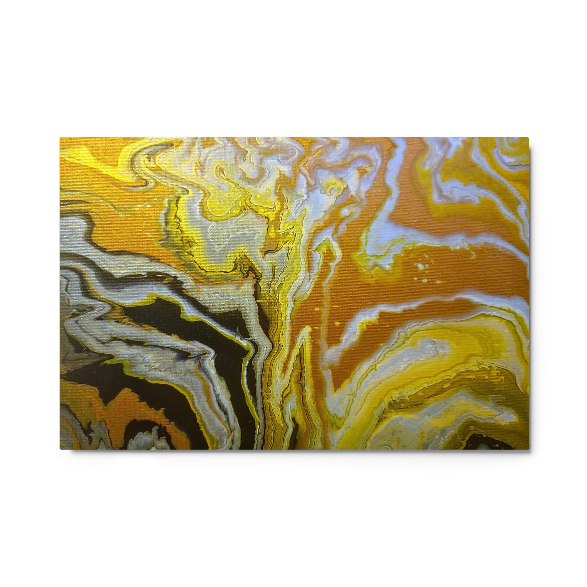 Golden Surge metal print shown in front view in 8 x 10 inch universal size