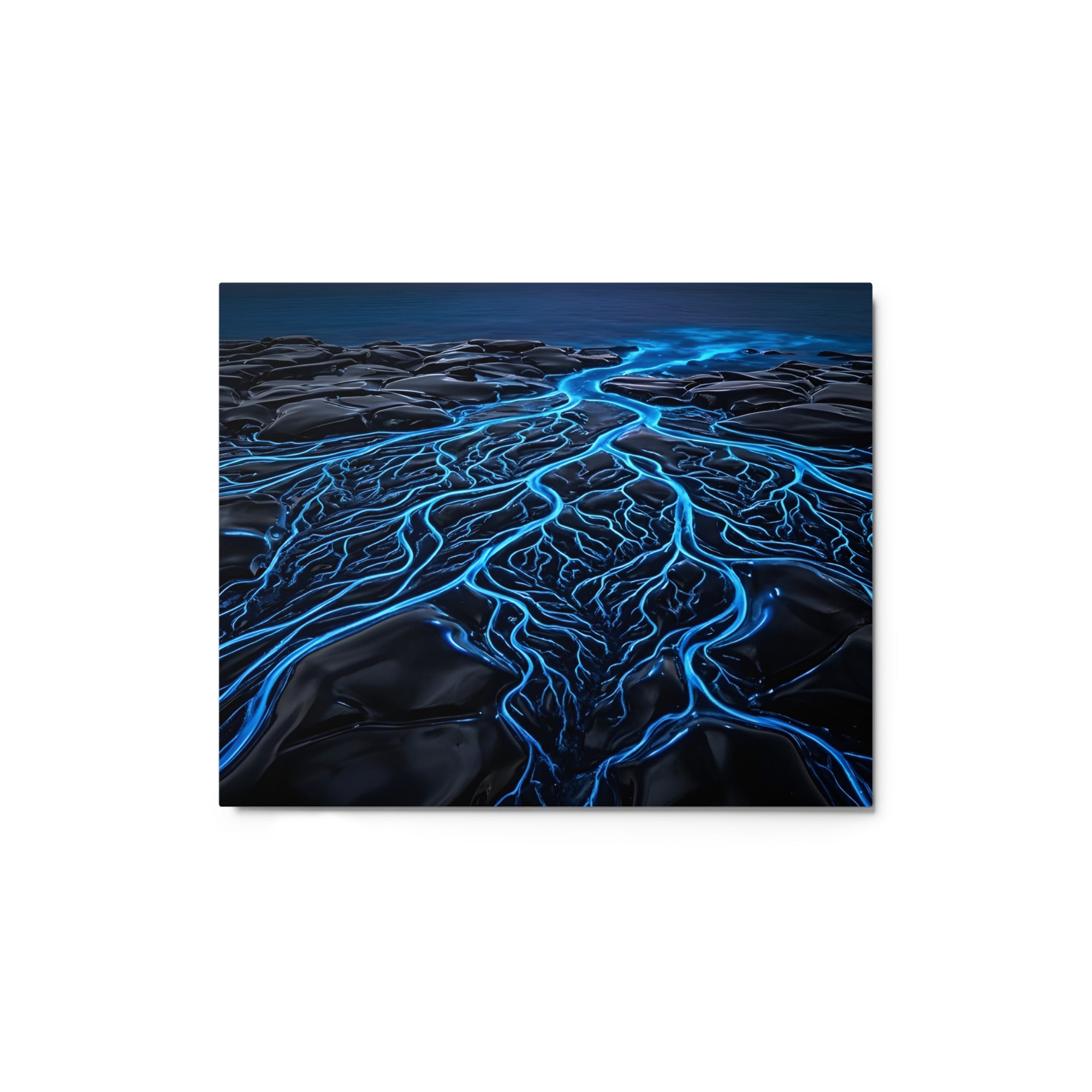 Caldera wall art product image as a metal print in 11 x 14 inch universal size