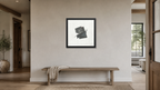 Hidden framed paper at 16x16 inch (square) scale in a premium residential hallway