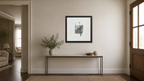 Icon framed paper at 16x16 inch (square) scale in a premium residential entry/foyer