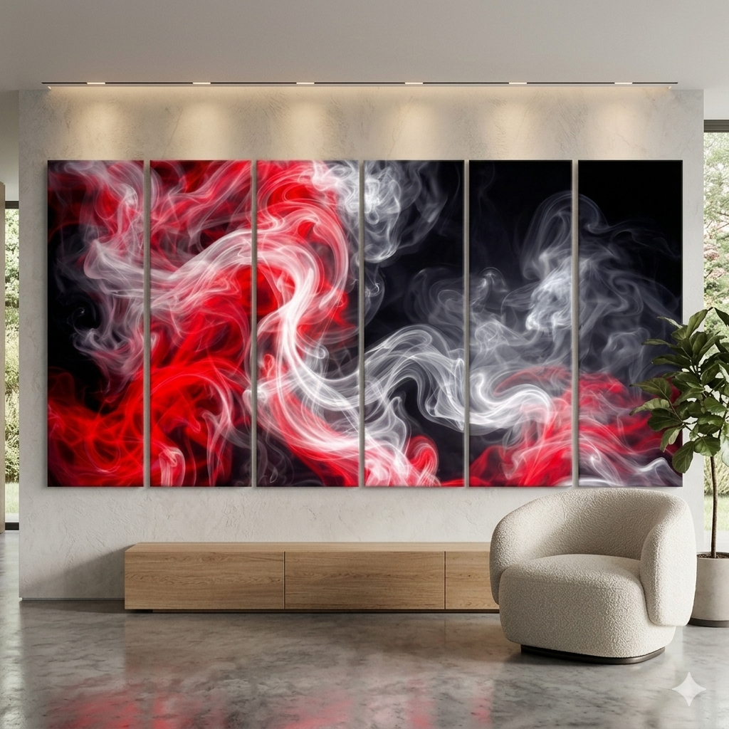 Charged wall art product image as a bundle hexad 6-panel in 16 x 48 inch statement piece
