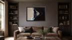 Ionization framed paper at 24x36 inch (landscape) scale in a premium residential lounge/library